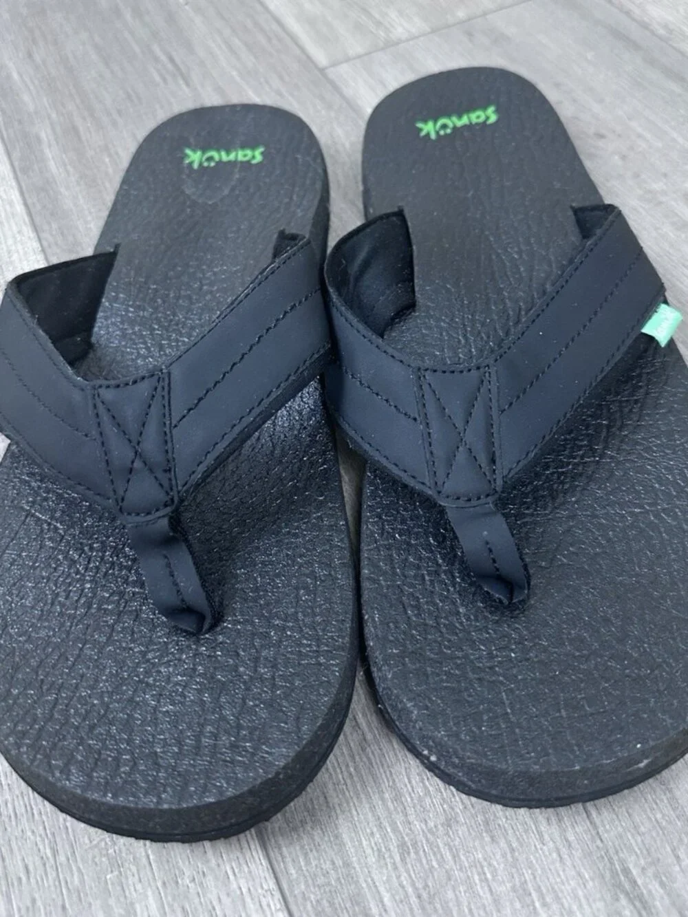 Sanuk Men's Black Flip Flops Sandals Size 12 Comfort Casual Beach Shoes